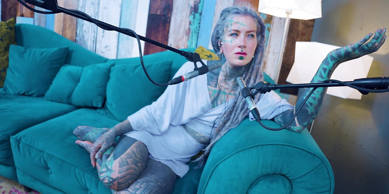 I talk about O - Overcome - ASMR podcast SFW talking goth skinny girl dreadlocks tattoo model inked girl
