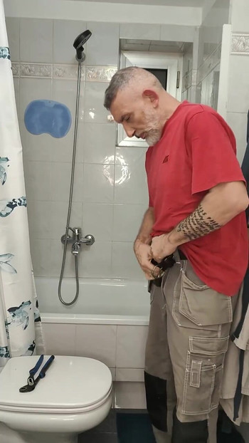 I just came home from hard day of work, with my big hard uncut cock ready for a relaxing shower.