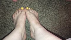 Latina slut lets me shoot my cum all over her sexy feet