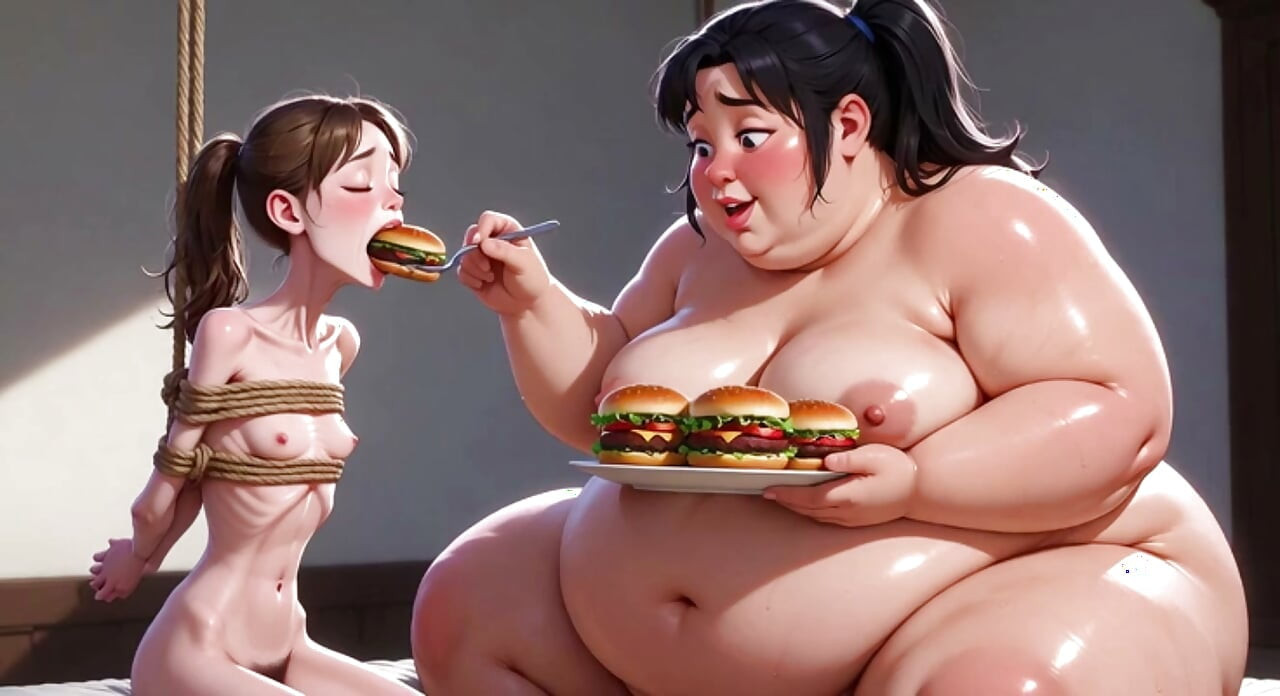Weight Gain demütigung - fette frau stopft dünnen feedee