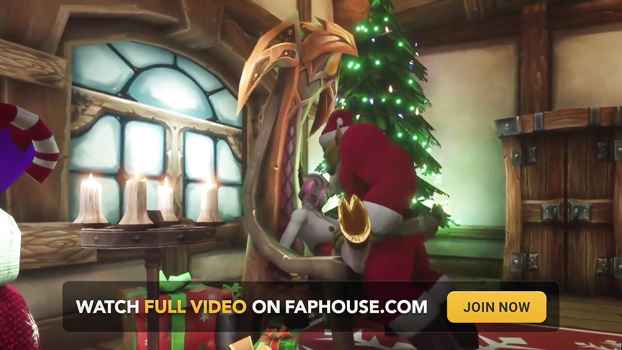 seksi daanvi larki Orc Santa ke land ki savaari karti hai: warcraft parody