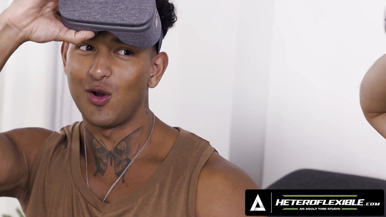 HETEROFLEXIBLE - Buddies Kenzo Alvarez & Benjamin Blue Get Hard Watching VR Porn Together - PART 1