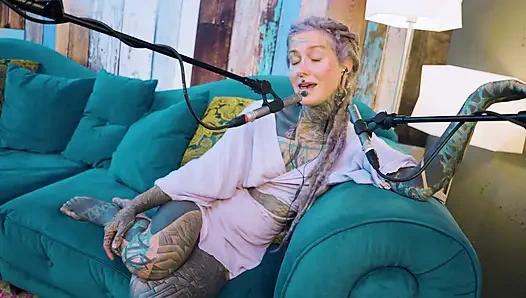 I talk about B - Bordem - ASMR podcast SFW talking goth skinny girl dreadlocks tattoo model inked girl