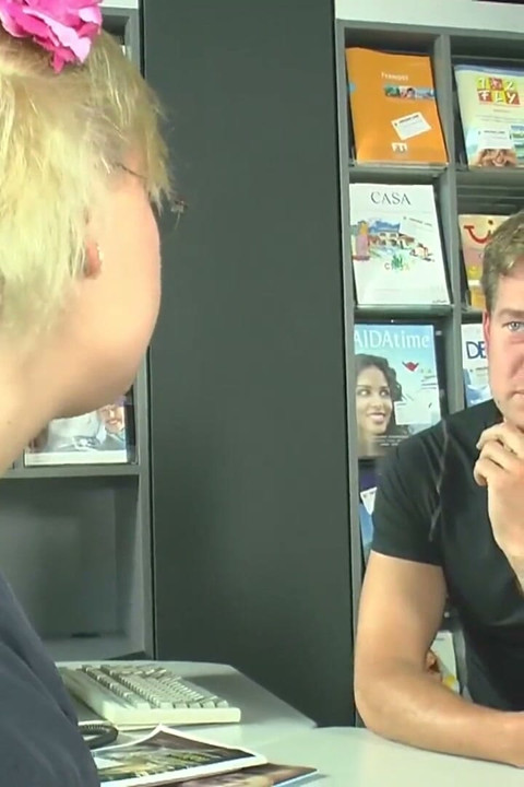 Blonde fucking a guy in a book store