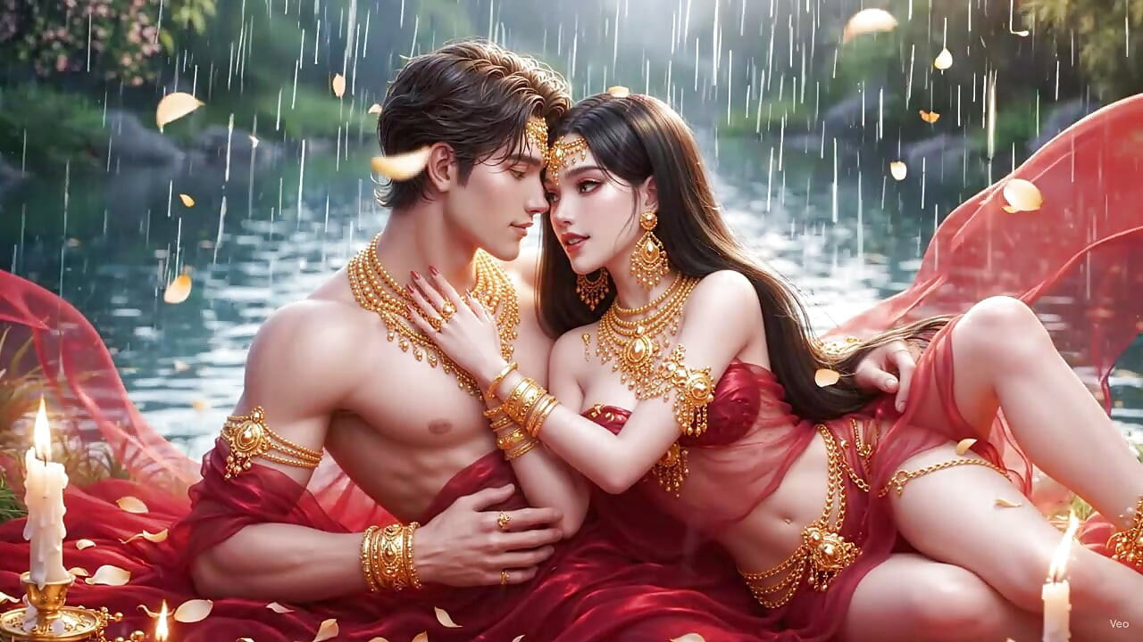 Intens close-up zoenen Desi-stel - gouden sieraden Wali sexy Indisch meisje Aur gespierde jongen Ki volledige passie
