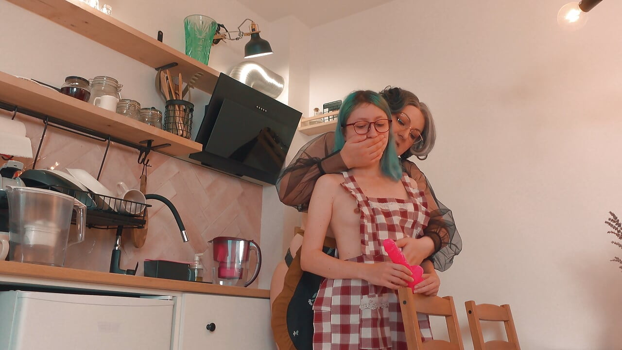 Hairy Pussy Kitchen Domination - Stepmom Makes Shy Stepdaughter Bounce & Clean the Toy
