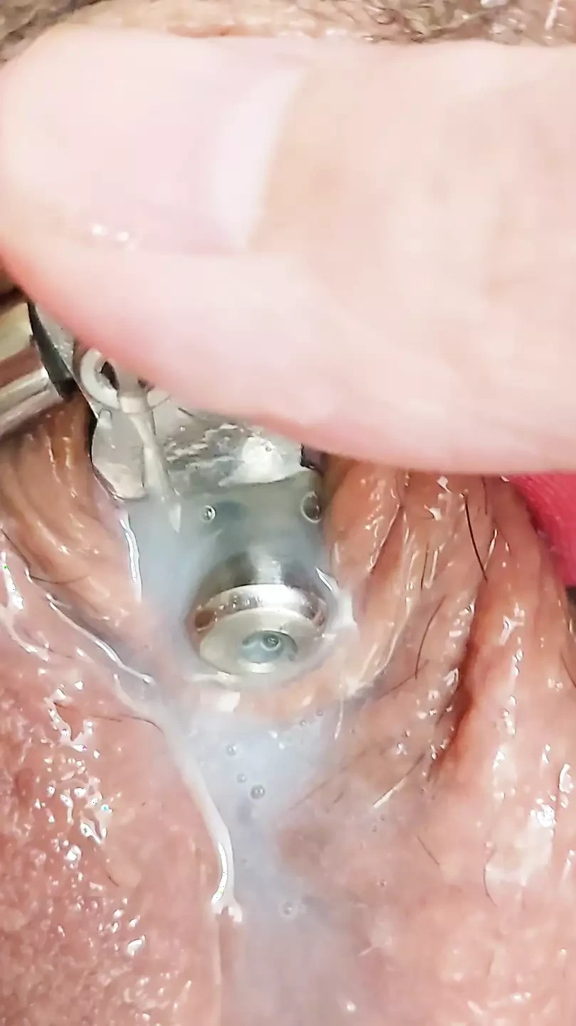 First time cumming in my inverted chastity device 5 inch urethral catheter tube