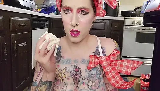 Vanilla Ice Cream Treat: Getting Slathered/drippy/messy