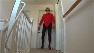 Red Lleotard and Black Tights