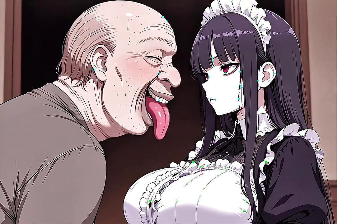 hot japanese goth maid girl do every thing ugly man desire any time - ejaculation, kiss, mating press- hentai ai video