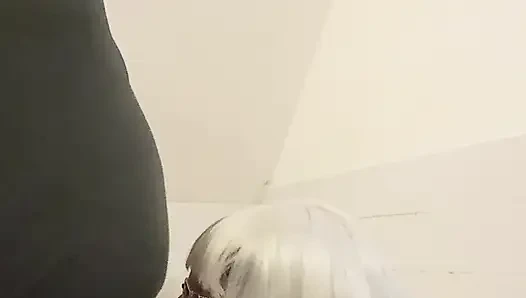 My favorite schoolgirl came to see me during my shower