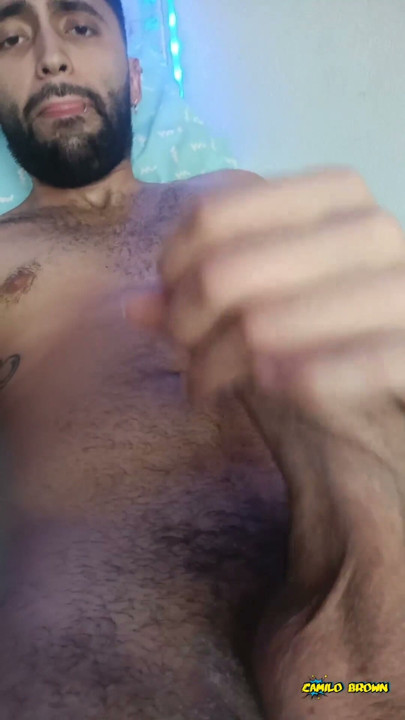 Camilo Brown CBT Big Cock Quick Balls Slapping Jerk Off and Cum Eating | Clip 1