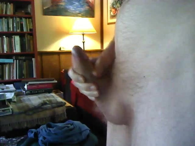 Thick cum from a curved cock