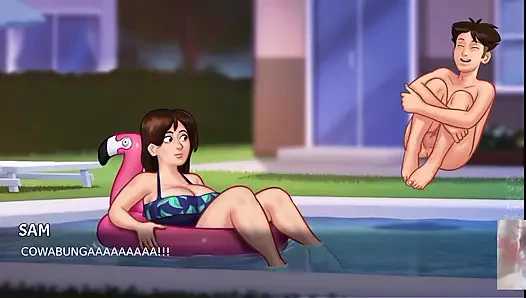 Big boobed MILF Step-Mom was surprised!! I fucked her in the swimming pool.