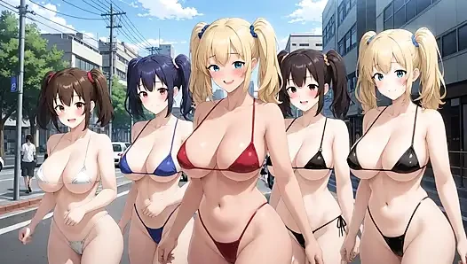 Five busty nude beauties