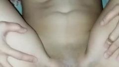 Fucking hard her shaved pussy