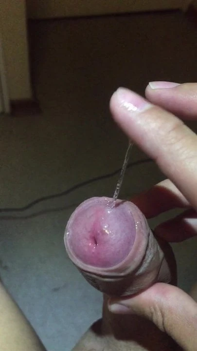 Playing with foreskin and precum