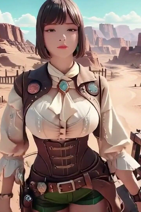 Salvaje jinete occidental! Allure de cuero bajo el calor del desierto.