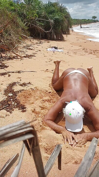 Ladysilva femboy on the beach wearing panties showing off her hot big ass