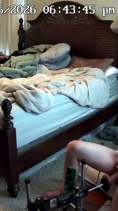 Camera catches MILF taking huge dildo fuck machine | Clip 1