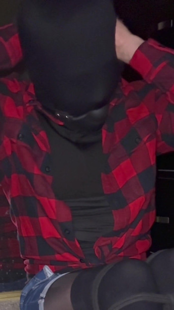 Key moment from "Crossdresser wearing stepmoms tights and self bondage while ball gagged"