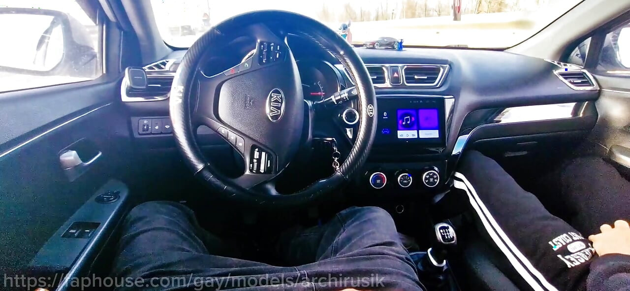 In a cruise on the highway, a stranger got into the car, jerking off on the highway, and pouring sperm into a glass