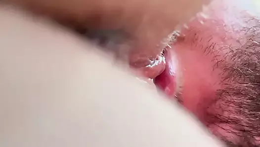 Stop touching my breasts and work on my pussy! Female orgasm and creampie close-up.