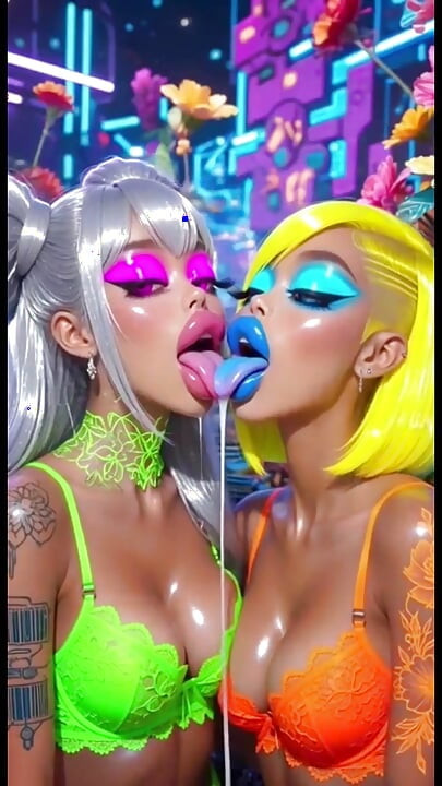 搞笑女同性戀舌吻戀物癖，AI動畫