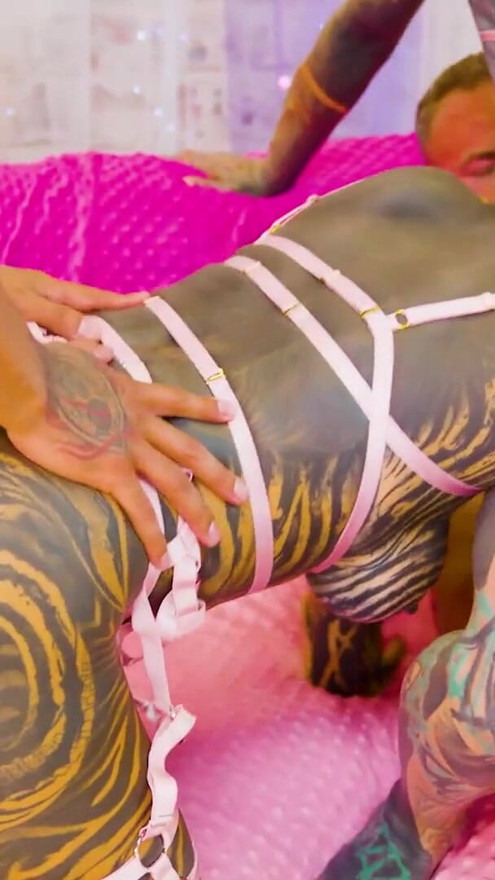 Heavily Tattooed Babes Share BBC & White Cock in Group Mayhem | Clip 3
