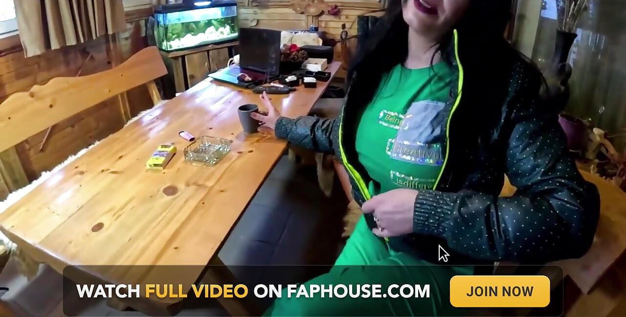 Green Downjacket Tease Smoking, Humiliation & Messy Cum Play