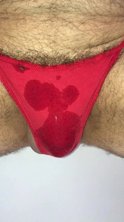 Pissing in a cum stained thong