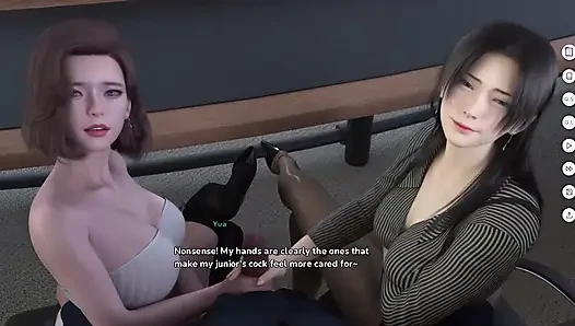 Both of them are competing for his penis. Gameplay.