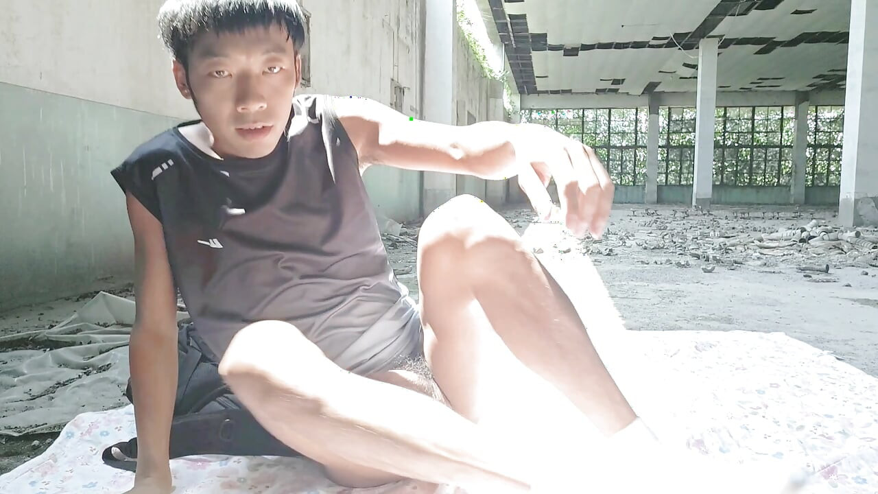 Cute Asian boy masturbates, moaning, ejaculating, and consuming fluids in a dreamlike light and shadow environment