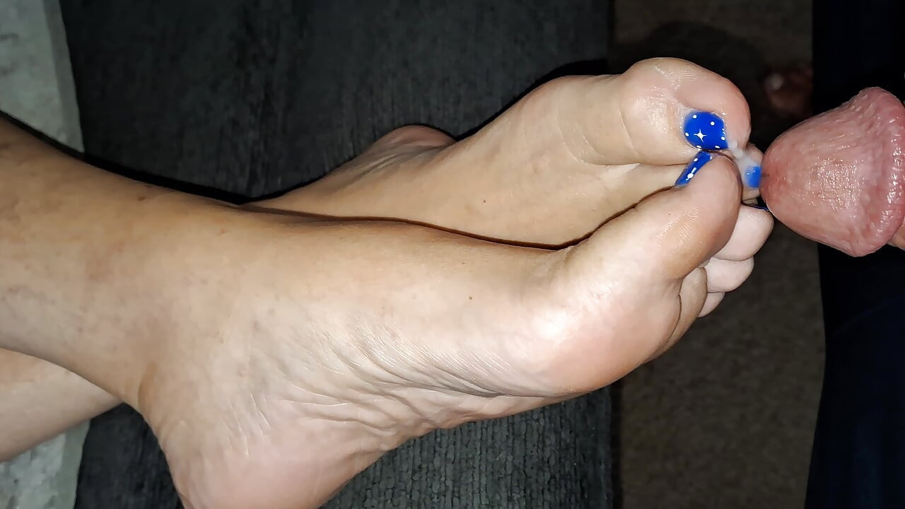 Stroking my hairy little dick until I shoot a load on her cute little toes