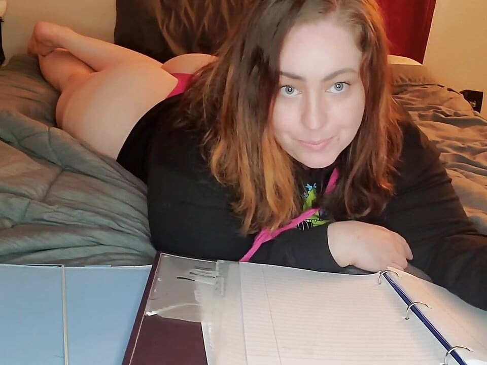 BBW Student Masturbates Instead of Doing Homework - Kinky Katie