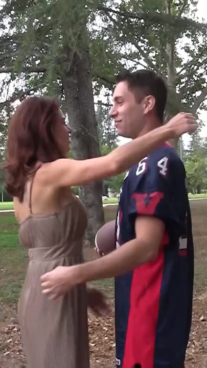 Teen girl and football player gets to it