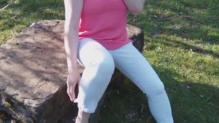 Outdoor Pissing Fun In Jeans