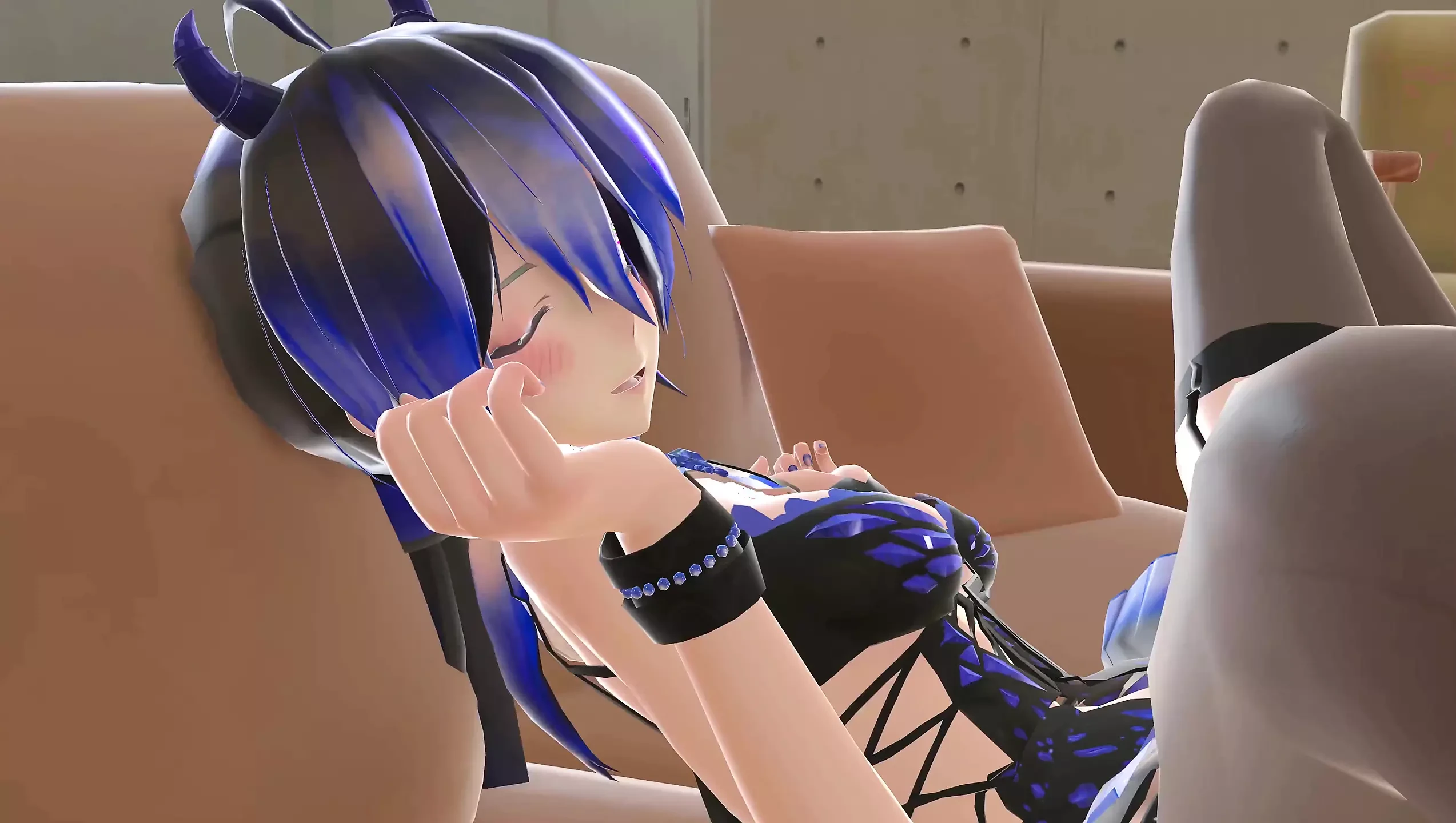 Haku Succubus Missionária Sexo Hentai no Sofá MMD 3D - McLovin - Cor de Cabelo Azul Editar Smixix