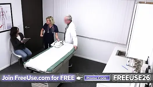 Perv Doctor - Old Doctor and His Busty MILF Nurse Help Their Patient with Her Stimulation Issues