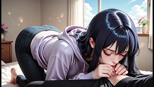 Hinata Hyuga sucking and fucking hard with Naruto Uzumaki in cowgirl, doggy style and missionary, intense moans, big ass bouncing, cream