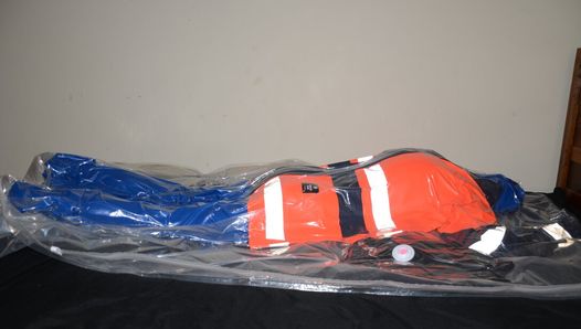 Feb 23 2023 - VacPacked in slvrbrboy1s blue PVC coveralls and my hiviz PVC raincoat