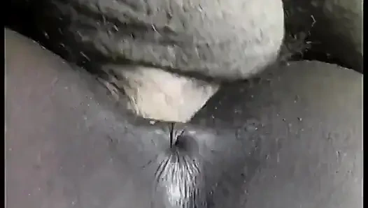 Hot black babe strips then suck on a large black cock