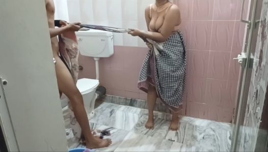 Younger stepbrother was masturbating while watching porn videos in the bathroom achanak behen ne dekh liya stepsister saw him