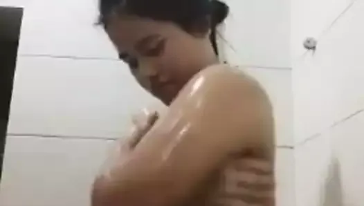 Indonesian girl taking shower on cam