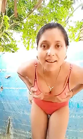 Indian girl bathing