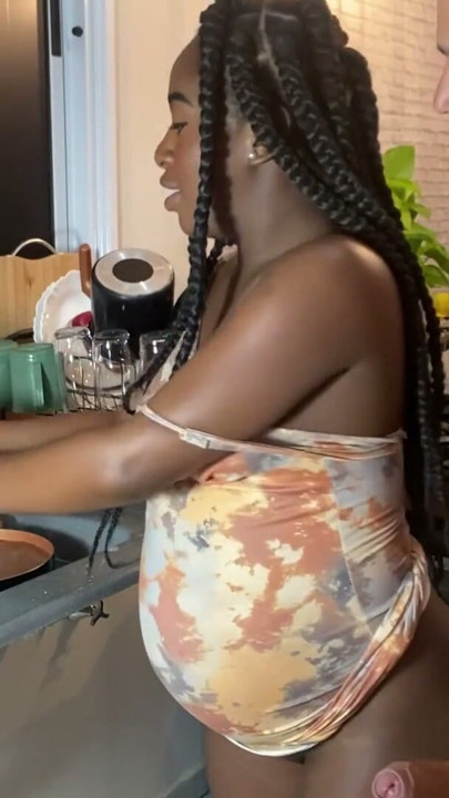 Hot young guy fucked me and cum inside my pussy in the kitchen while I was doing the dishes. | Clip 1