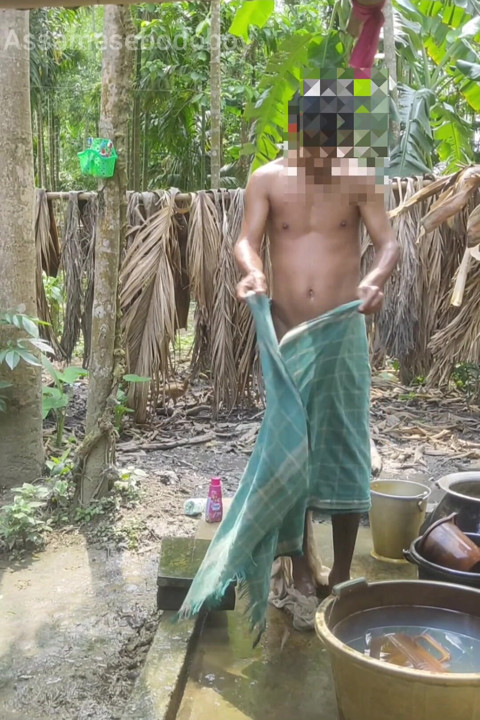 Indian Desi Assamese village hot gay boy taking bath and shower