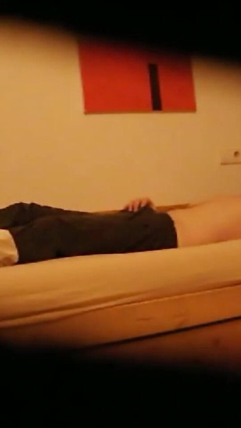 Captivating moment from "Guest room nannycam catches full big dick jerk session"