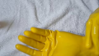 Rex and Yellow Latex Gloves