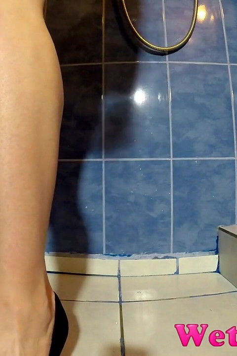 Applying makeup and pissing huge jets in the shower